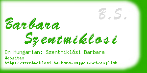 barbara szentmiklosi business card