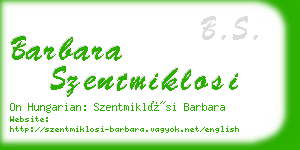 barbara szentmiklosi business card